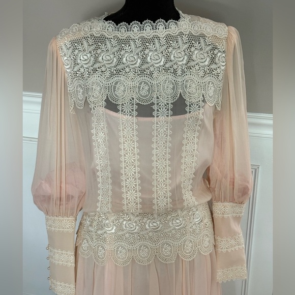 Vintage Jessica Mclintock pink lace dress with slip - Picture 1 of 15